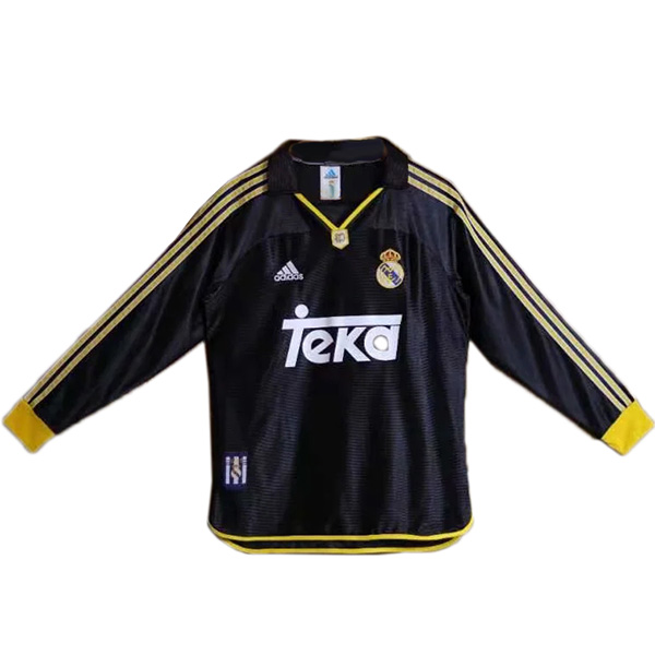 Real madrid maillot extérieur manches longues rétro deuxième maillot de football pour hommes de l'uniforme de football 1999-2001