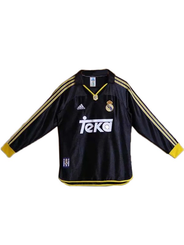 Real madrid maillot extérieur manches longues rétro deuxième maillot de football pour hommes de l'uniforme de football 1999-2001
