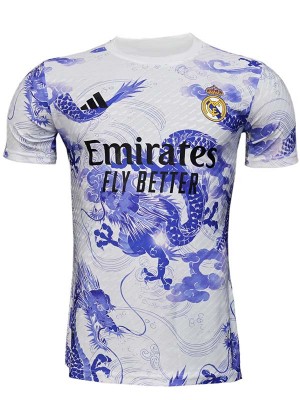 Real madrid maillot de joueur dragon bleu uniforme d'entraînement blanc spécial pour adulte vêtements de sport de football pour hommes hauts de football chemise de sport 2025-2026