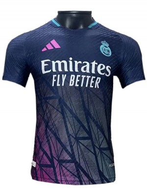 Real madrid maillot de football bleu version spéciale joueur uniforme vêtements de sport pour hommes kit de football haut chemise 2024-2025