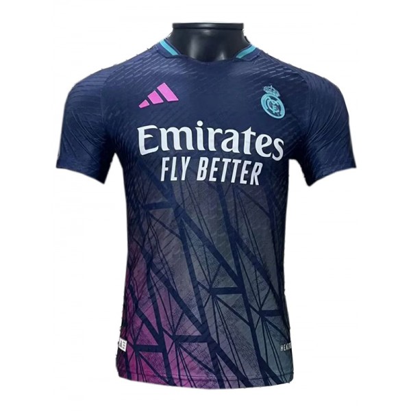 Real madrid maillot de football bleu version spéciale joueur uniforme vêtements de sport pour hommes kit de football haut chemise 2024-2025