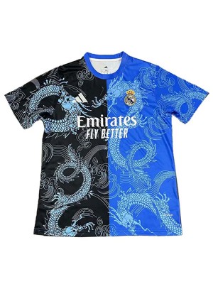 Real Madrid maillot de football du dragons noir et bleu demi-uniforme d'entraînement vêtements de sport pour hommes hauts de football chemise de sport 2025-2026