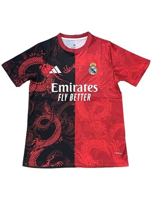 Real madrid maillot de football dragon noir et rouge pour homme tenue d'entraînement haut de sport 2025-2026