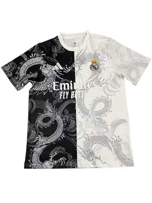 Real Madrid maillot de football du dragons noir et blanc demi-uniforme d'entraînement vêtements de sport pour hommes hauts de football chemise de sport 2025-2026