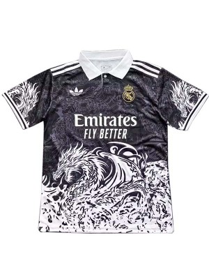 Real Madrid maillot polo dragon du noir uniforme d'entraînement vêtements de sport de football pour hommes hauts de sport 2025-2026