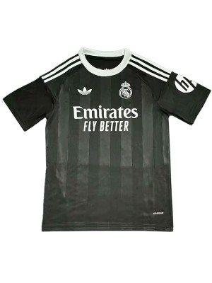 Real madrid maillot de gardien de but noir uniforme de football pour adulte vêtements de sport pour hommes chemise de sport 2025-2026