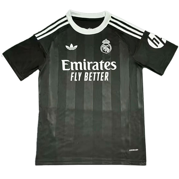 Real madrid maillot de gardien de but noir uniforme de football pour adulte vêtements de sport pour hommes chemise de sport 2025-2026