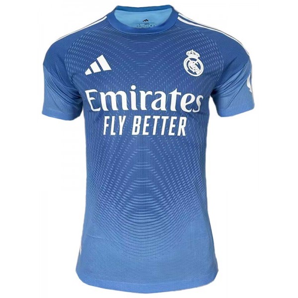 Real madrid maillot de gardien de but bleu uniforme de football pour adulte vêtements de sport pour hommes chemise de sport 2025-2026