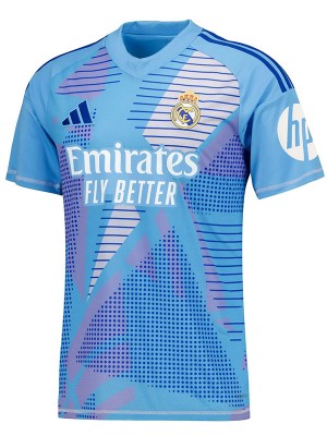 Real Madrid maillot de gardien de but à domicile bleu ciel uniforme de football vêtements de sport pour hommes kit de football haut chemise 2024-2025