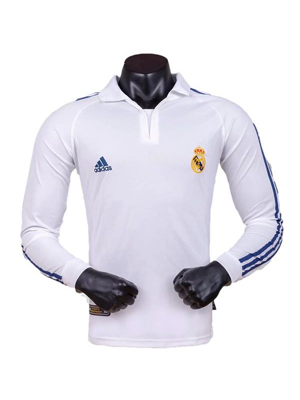 Maillot manches longues domicile Real Madrid Retro Jersey Men's 1st Soccer Sportwear Football Shirt 2001/02