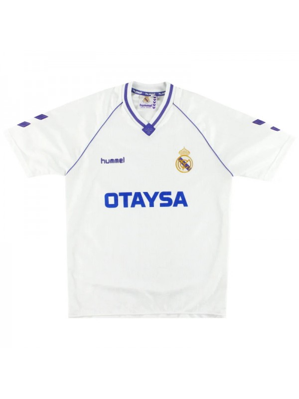 Real madrid maillot rétro à domicile hummel vintage first soccer uniform kit de football pour hommes top shirt 1990-1992