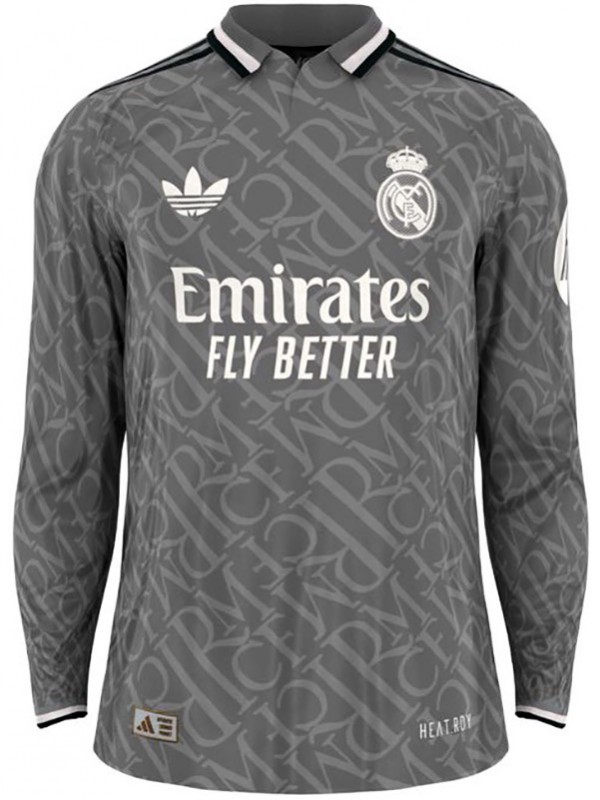 Real madrid troisième maillot à manches longues uniforme de football adulte hommes 3ème kit de football de sport haut chemise 2024-2025