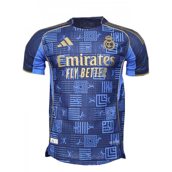 Real madrid maillot de football bleu marine pour adulte uniforme d'entraînement spécial bleu vêtements de sport pour hommes haut de football chemise de sport 2025-2026