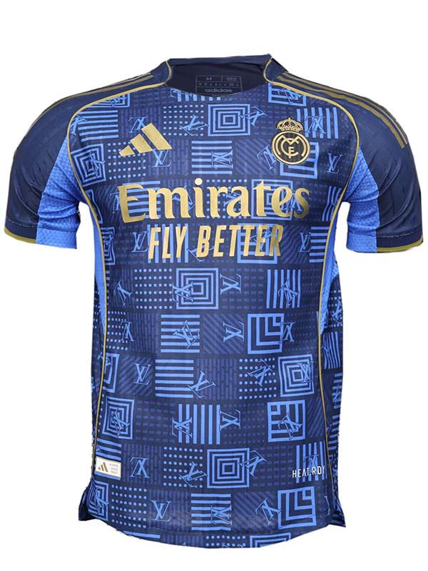Real madrid maillot de football bleu marine pour adulte uniforme d'entraînement spécial bleu vêtements de sport pour hommes haut de football chemise de sport 2025-2026