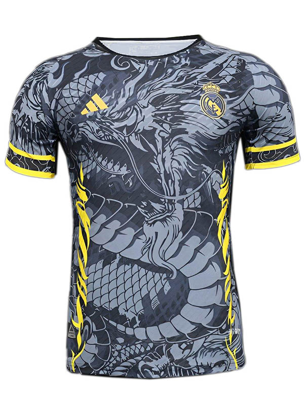 Real madrid maillot version joueur uniforme de football noir adulte kit de football spécial dragon pour hommes hauts maillot de sport 2024-2025