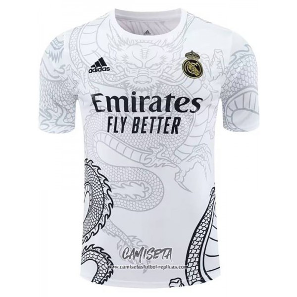 Real madrid maillot de football blanc pour adulte version joueur uniforme de football spécial dragon pour hommes hauts vêtements de sport 2024-2025