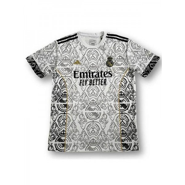 Real madrid maillot de football d'avant-match logo uniforme de football vêtements de sport blancs pour hommes kit de football haut chemise 2024-2025