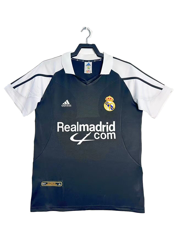 Real madrid maillot rétro extérieur uniforme de football noir pour hommes deuxième kit de football de sport haut chemise 2001-2002