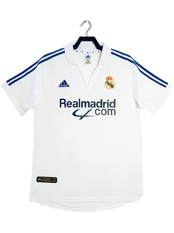 Real madrid maillot de football rétro à domicile uniforme de football pour hommes premier kit de football de sport haut chemise 2001-2002