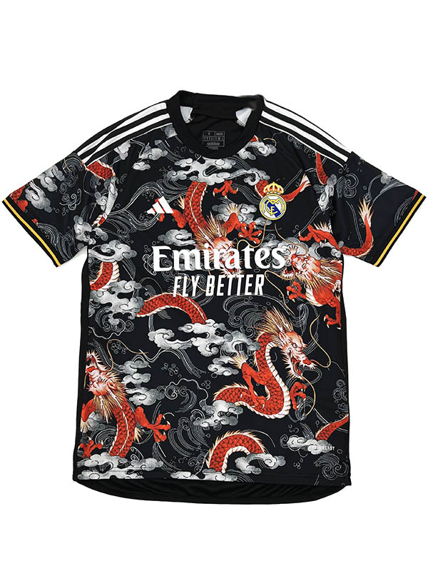 Real madrid maillot édition spéciale uniforme de football de dragon noir kit de football homme hauts maillot de sport 2024-2025