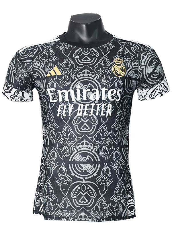 Real Madrid édition spéciale maillot de joueur uniforme de football vêtements de sport noirs pour hommes kit de football chemise haute 2024-2025