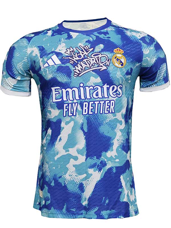 Real madrid maillot de football bleu pour homme uniforme d'entraînement pour adulte haut de sport 2025-2026