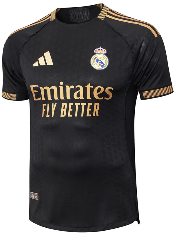 Real madrid maillot de football spécial pour adultes, uniforme d'entraînement kit de football noir et or pour hommes, haut de sport 2025-2026