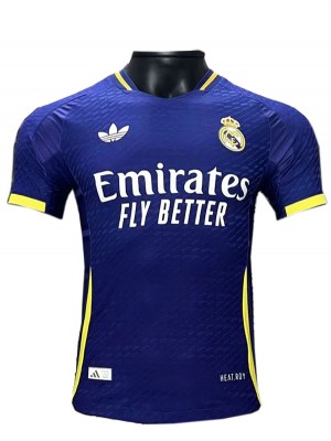 Real madrid maillot de football bleu version spéciale joueur uniforme vêtements de sport pour hommes kit de football haut chemise 2024-2025