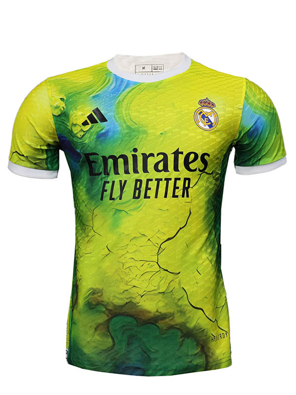 Real madrid maillot de football jaune pour adulte uniforme d'entraînement spécial vert vêtements de sport pour hommes hauts de football chemise de sport 2025-2026
