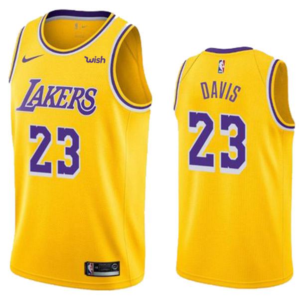 Los Angeles Lakers Anthony Davis 23 Basketball Yellow Swingman Jersey 2019