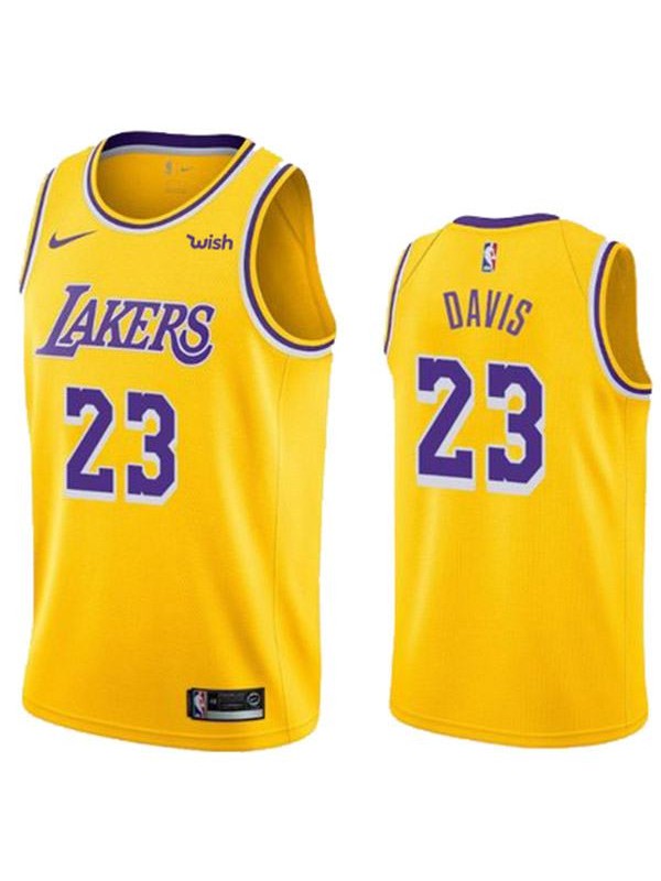 Los Angeles Lakers Anthony Davis 23 Basketball Yellow Swingman Jersey 2019