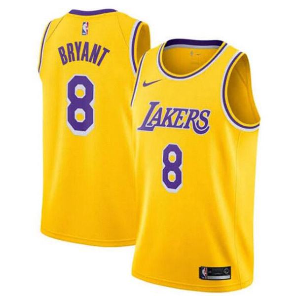 Men's los angeles lakers black mamba kobe bean bryant 8 gold nba basketball swingman jersey edition shirt