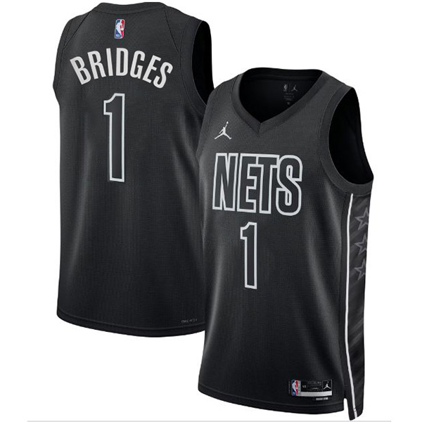 Air fly Brooklyn Nets jersey all star1# Bridges basketball uniform swingman limited edition kit black shirt 2023-2024