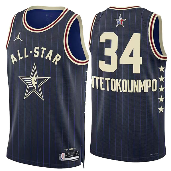 All Star Game Milwaukee Bucks Giannis Antetokounmpo 34 jersey men's black basketball edition uniform swingman kit limited edition vest