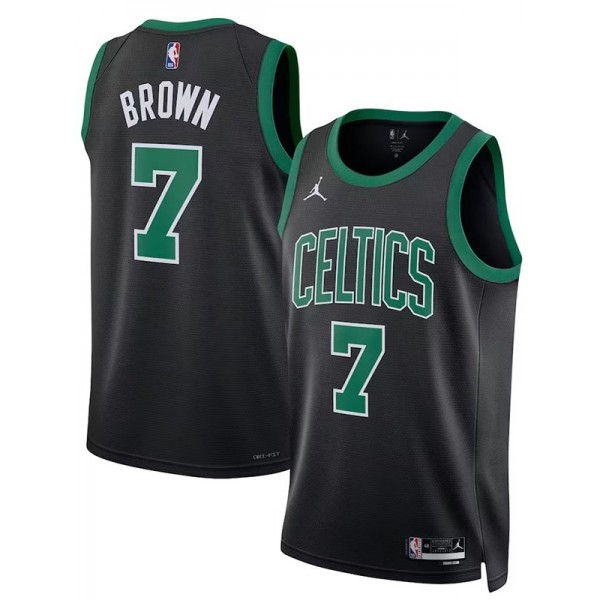 Boston Celtics 7 Jaylen Brown maillot 75e ville uniforme de basket-ball noir swingman édition limitée kit 2023