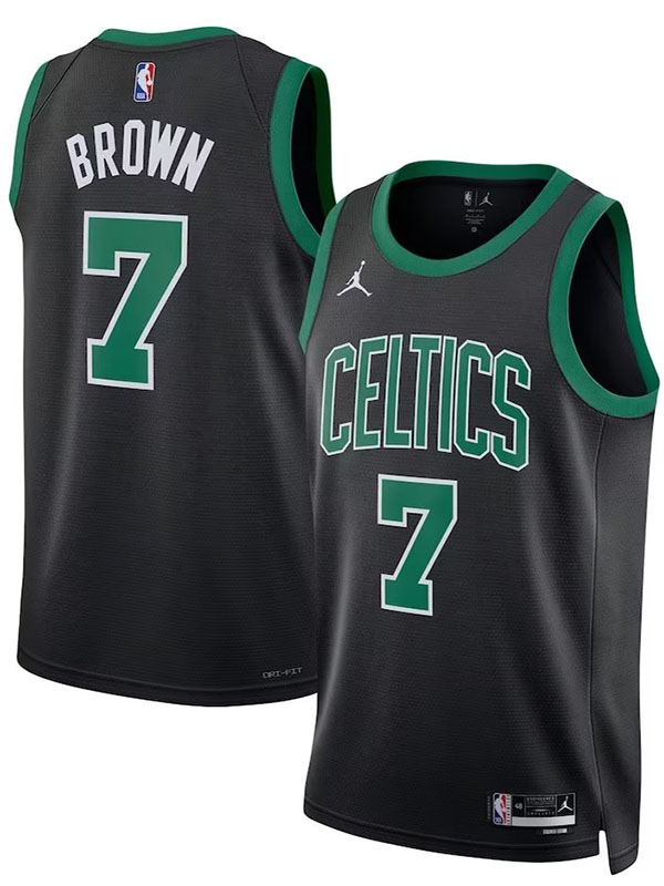 Boston Celtics 7 Jaylen Brown maillot 75e ville uniforme de basket-ball noir swingman édition limitée kit 2023