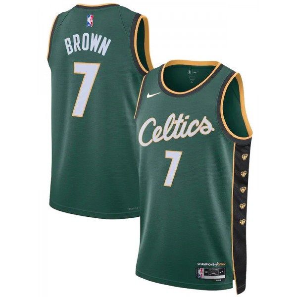 Boston Celtics 7 Jaylen Brown maillot vert ville uniforme de basket-ball swingman kit édition limitée 2023