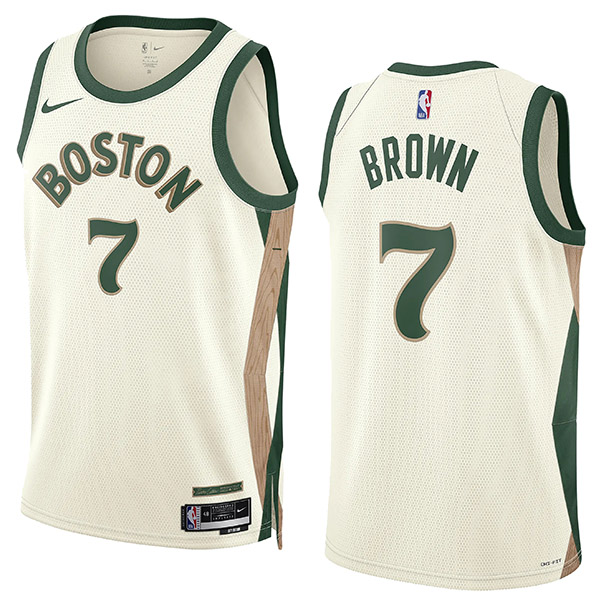 Boston Celtics Jaylen Brown 7 city edition jersey men's white basketball uniform swingman kit limited edition vest