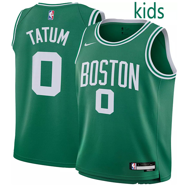 Boston Celtics Jayson Tatum 0 kids city edition swingman jersey youth green uniform children basketball limited vest