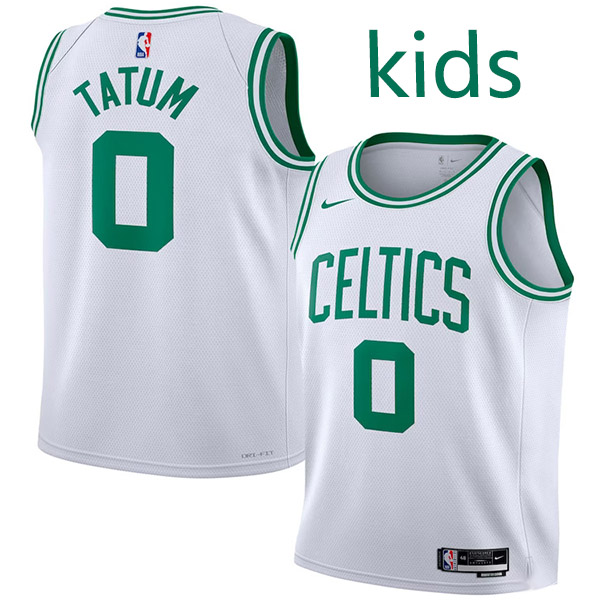 Boston Celtics Jayson Tatum 0 kids city edition swingman jersey youth white uniform children basketball limited vest