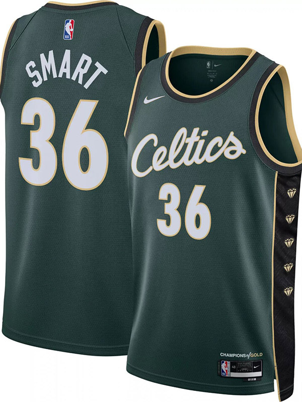 Boston Celtics Marcus Smart 36 maillot vert ville uniforme de basket-ball swingman kit édition limitée 2023