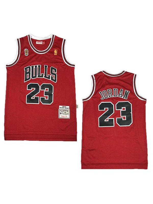 Bulls Michael Jordan Road 23 Champion Edition Basketball Uniforms Retro Jerseys Red 1996-1997