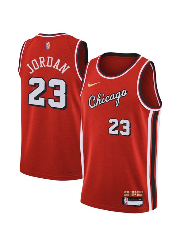 Chicago Bulls 23 Michael Jordan maillot 75e ville uniforme de basket-ball swingman kit édition limitée chemise rouge 2022