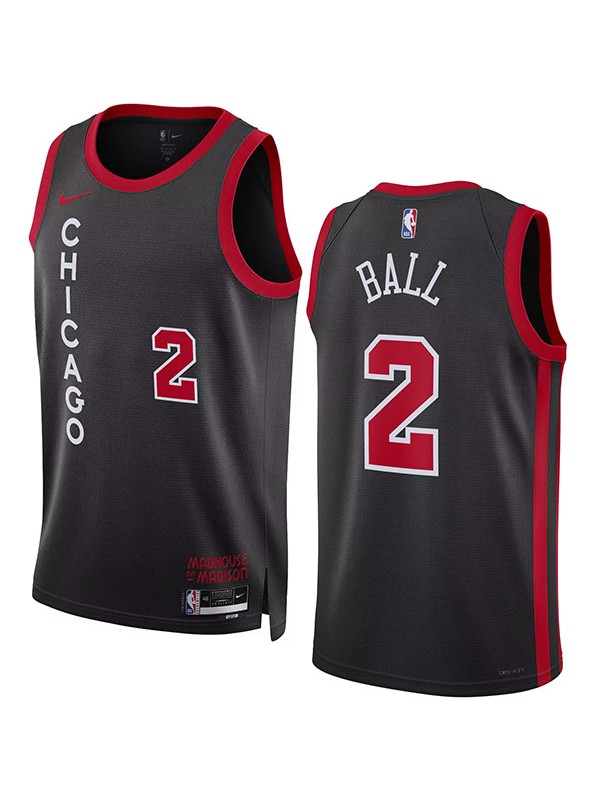 Chicago Bulls city edition Lonzo Ball 2 maillot swingman maillot de basket-ball noir limité 2024