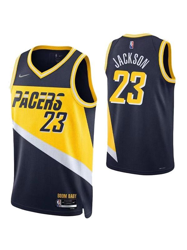 Indiana Pacers 23 Jackson jersey navy basketball uniform swingman kit limited edition shirt 2022-2023