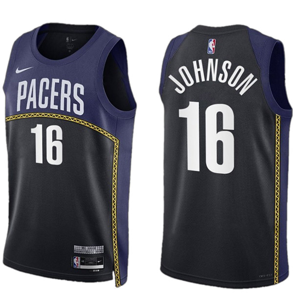 Indiana Pacers jersey city edition uniforme de basket-ball noir 16# James Johnson swingman navy limited shirt 2023