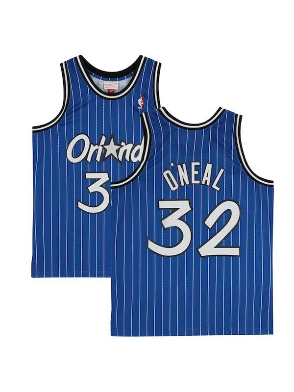 Jordan Shaquille O'Neal Orlando Magic Autographed jersey mitchell ness hardwood swingman blue pinstripe replica uniform 1995-1996