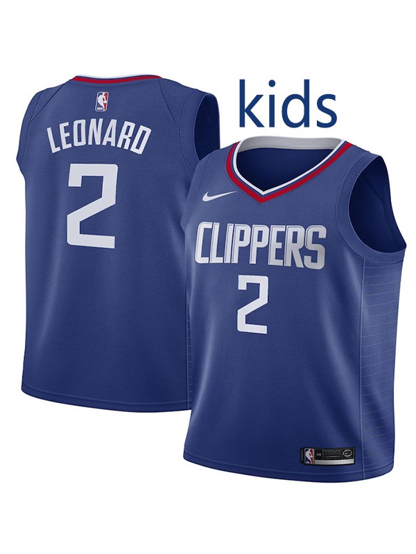 Los Angeles Clippers Kawhi Leonard 2 kids city edition swingman jersey youth navy uniform children basketball limited vest