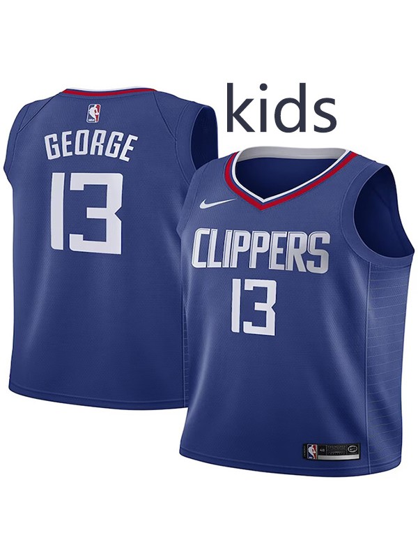 Los Angeles Clippers Paul George 13 kids city edition swingman jersey youth uniform children blue basketball limited vest