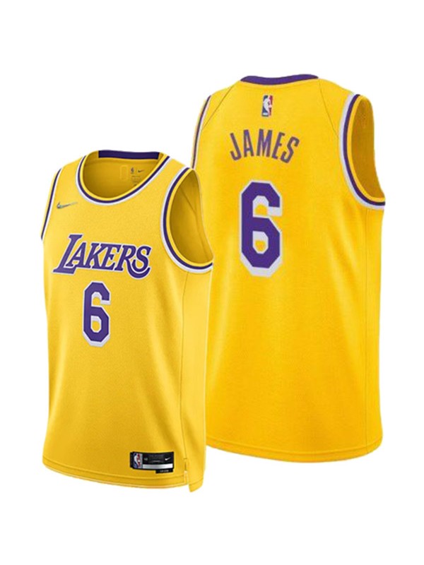 Los Angeles Lakers 6 maillot LeBron James le kit de swingman uniforme de basket-ball de la ville chemise d'icône d'or en édition limitée 2022